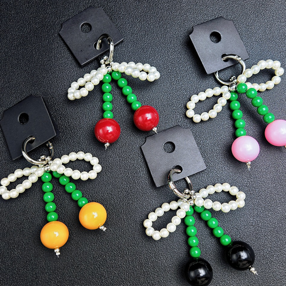 Cherry Pearl Bow Bag Charm
