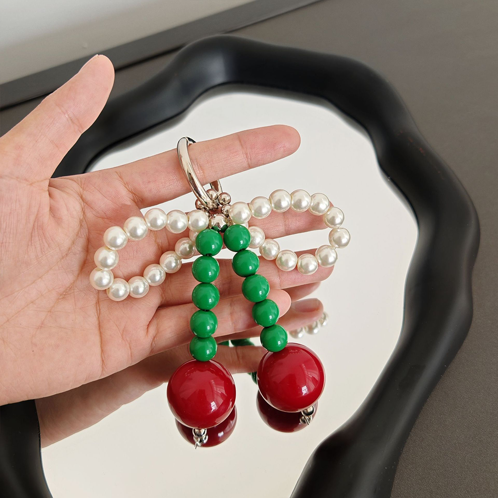 Cherry Pearl Bow Bag Charm