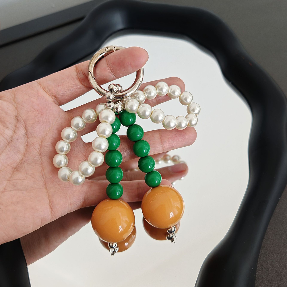 Cherry Pearl Bow Bag Charm