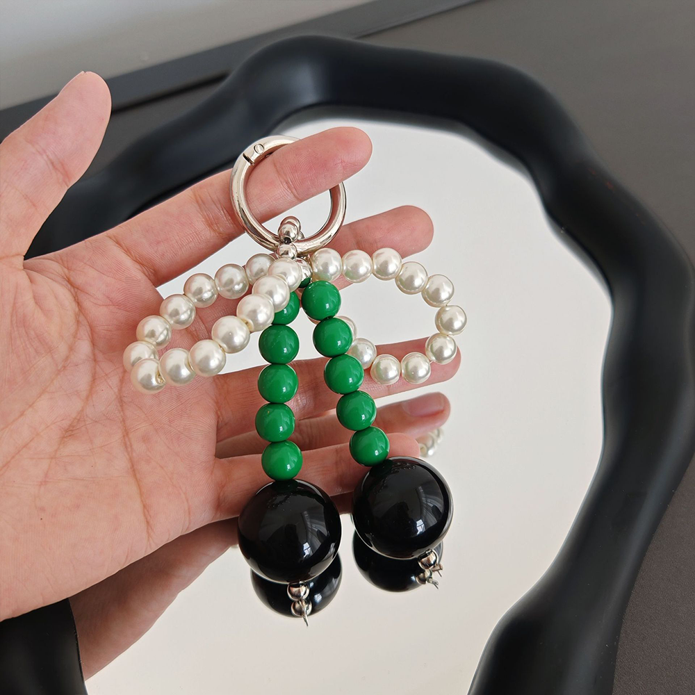 Cherry Pearl Bow Bag Charm