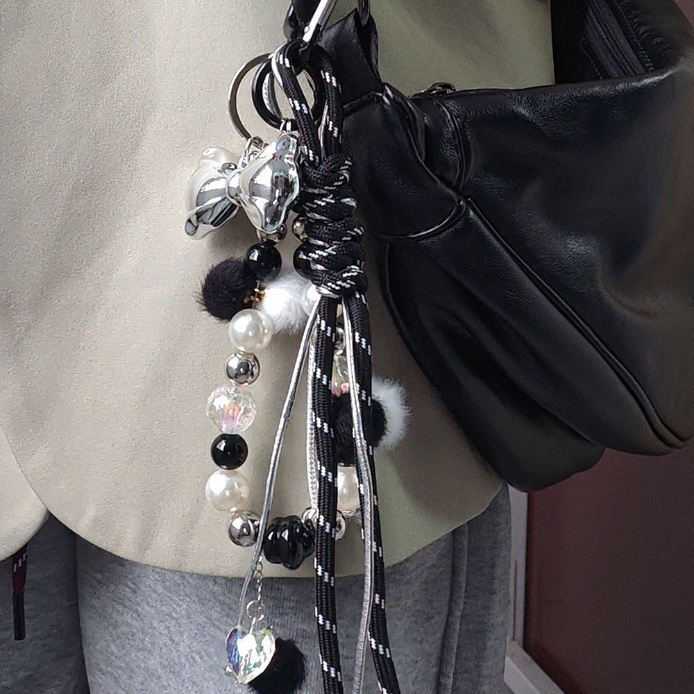 Dice Chain Bow Bag Charm