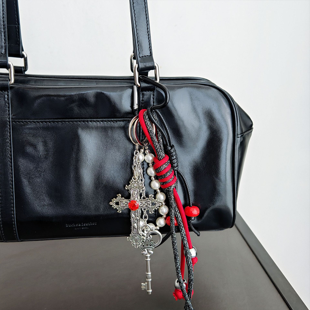 Dice Chain Bow Bag Charm