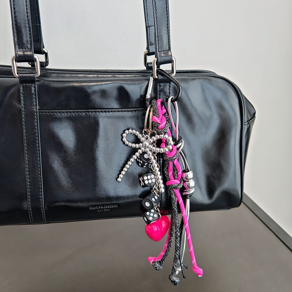 Dice Chain Bow Bag Charm