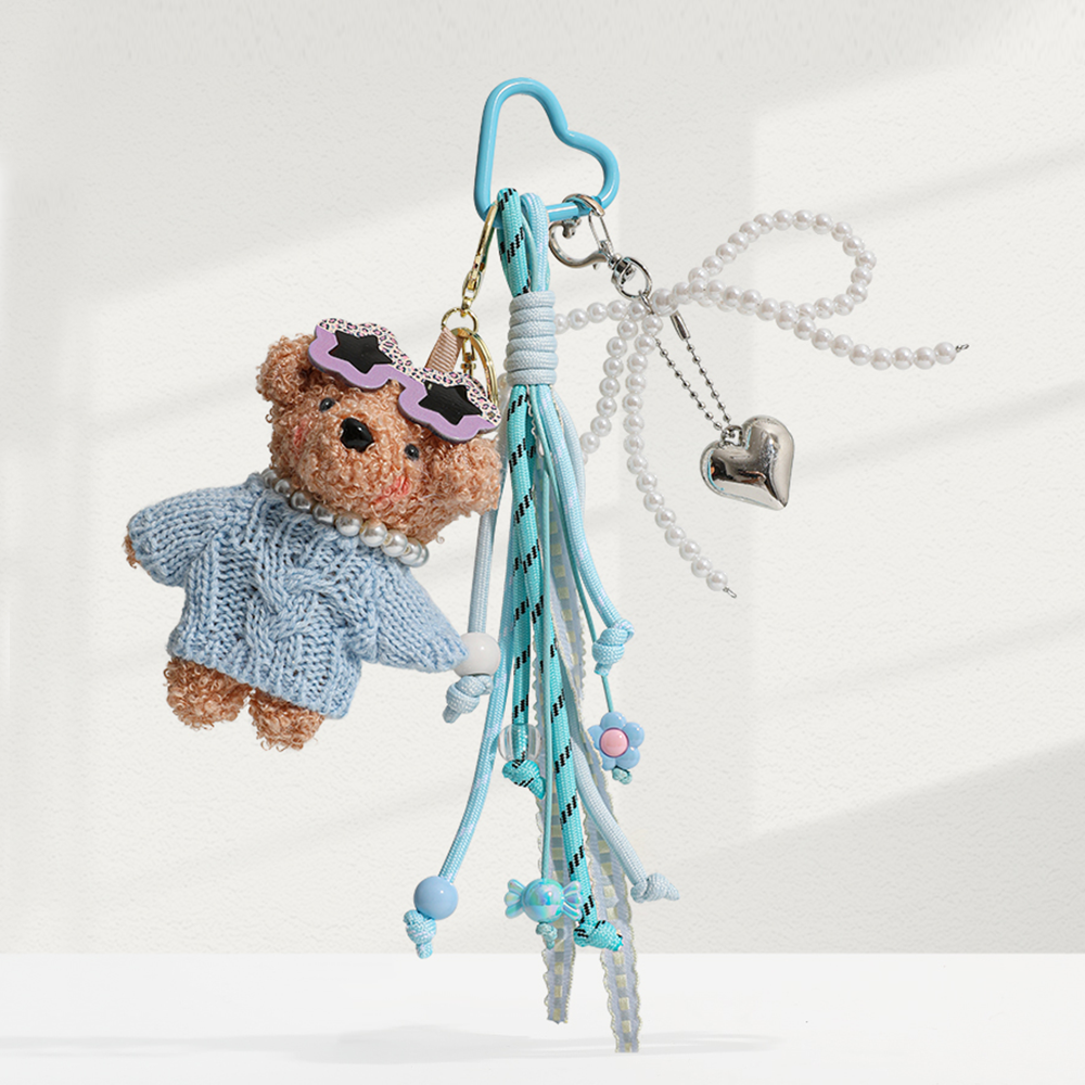 Lace Ribbon Pup Bag Charm