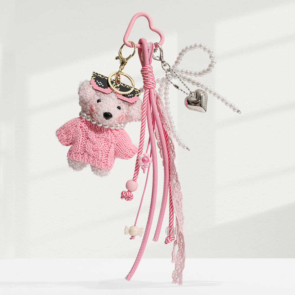 Lace Ribbon Pup Bag Charm
