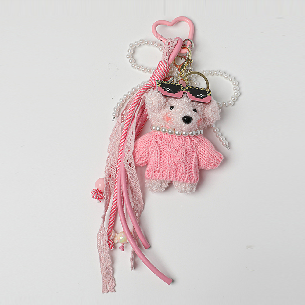 Lace Ribbon Pup Bag Charm