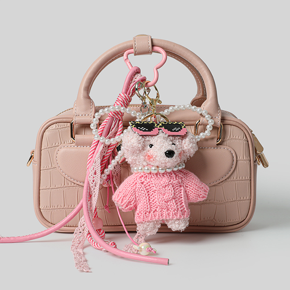 Lace Ribbon Pup Bag Charm