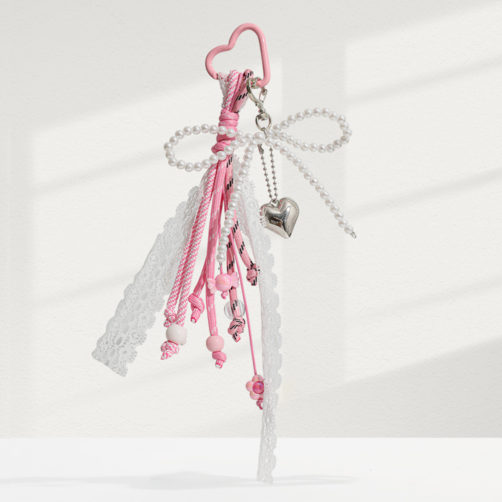 Lace Ribbon Pup Bag Charm