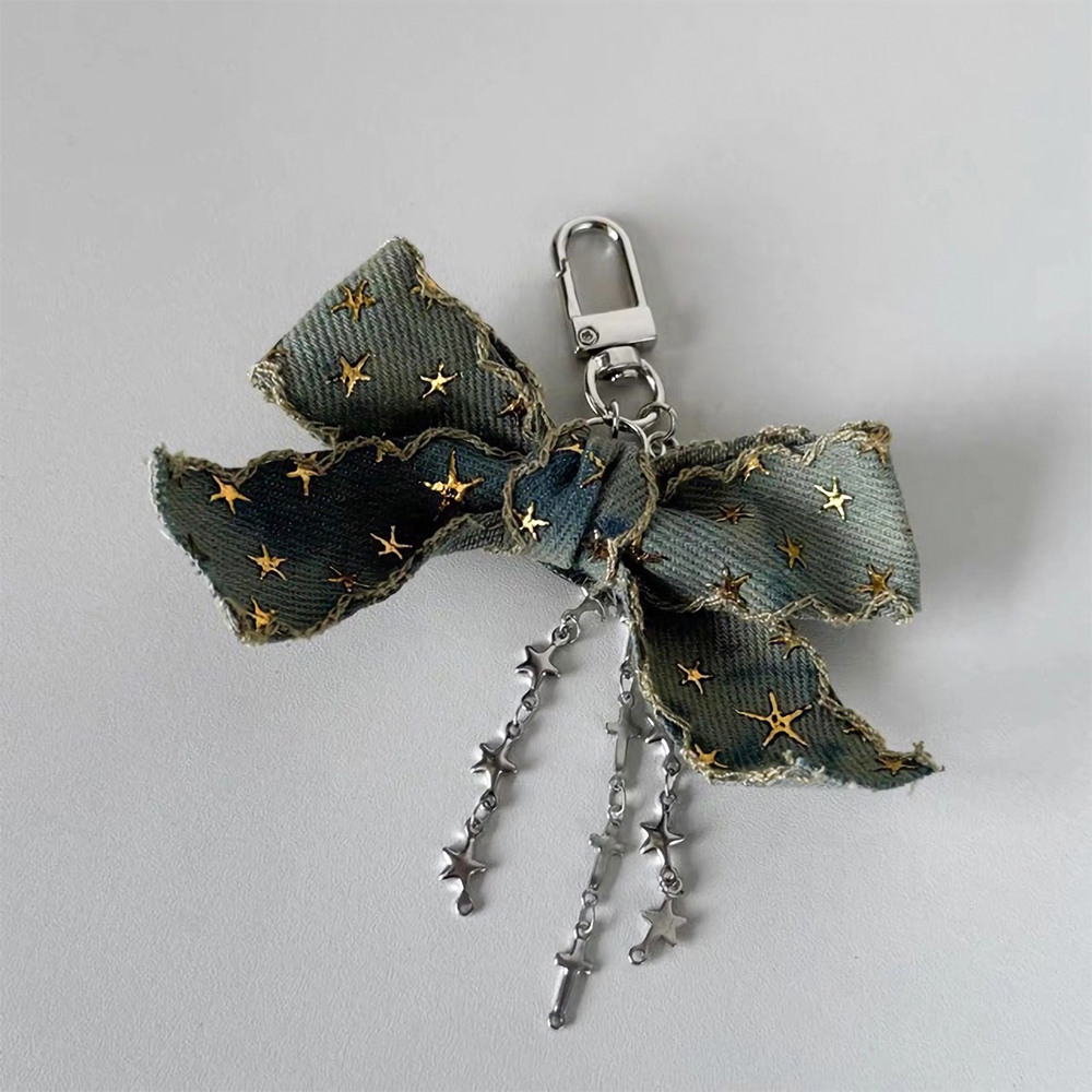 Metallic Bow Beads Bag Charm