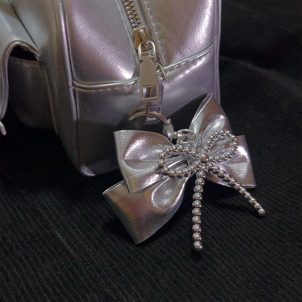 Metallic Bow Beads Bag Charm