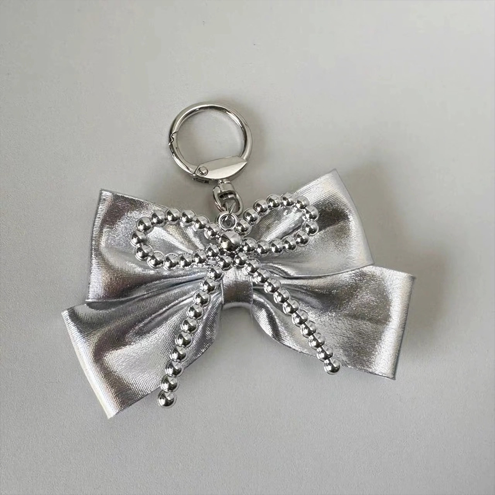 Metallic Bow Beads Bag Charm