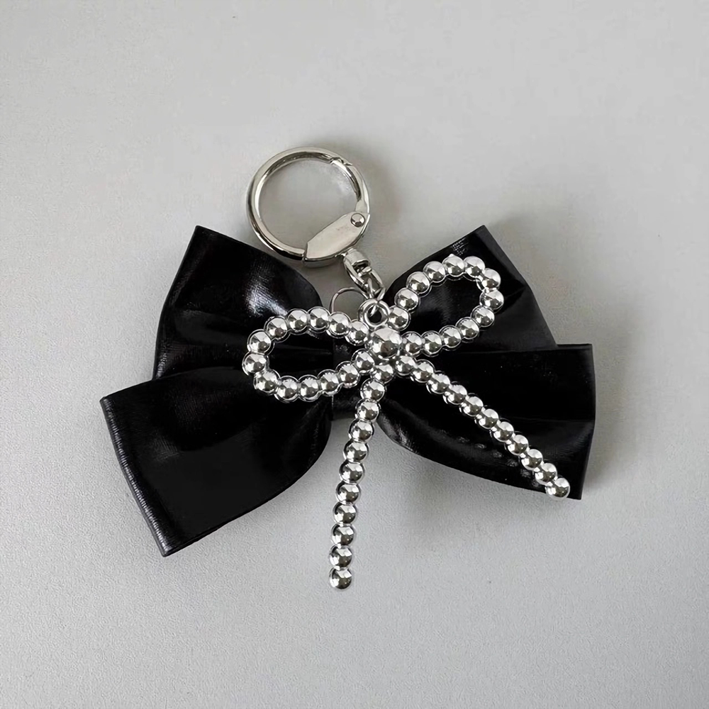 Metallic Bow Beads Bag Charm