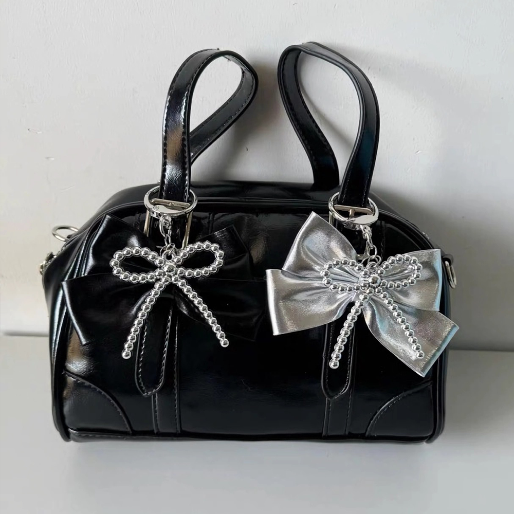 Metallic Bow Beads Bag Charm