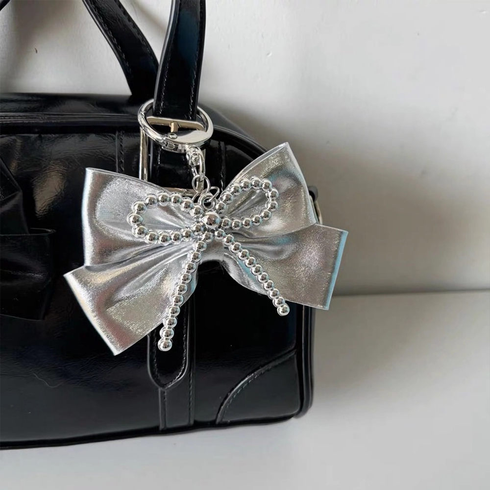 Metallic Bow Beads Bag Charm