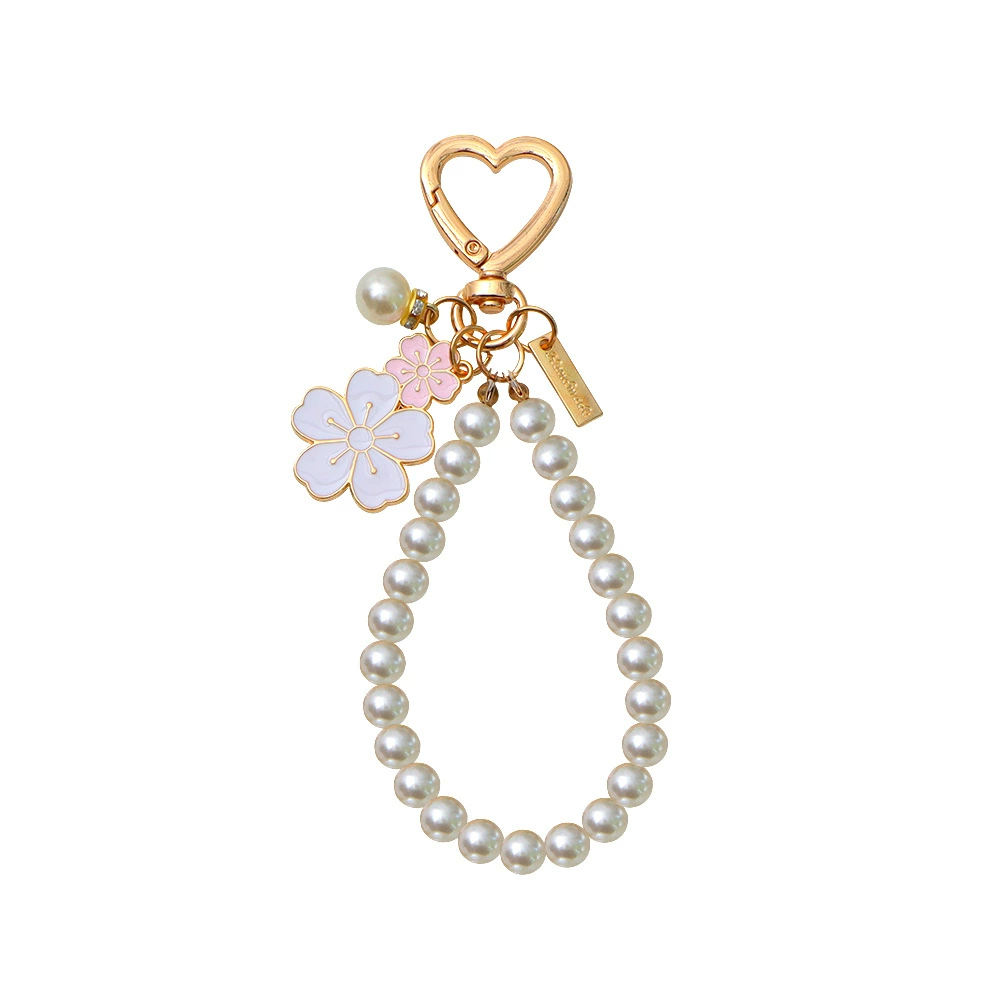 Pearl Flower Heart Bag Charm