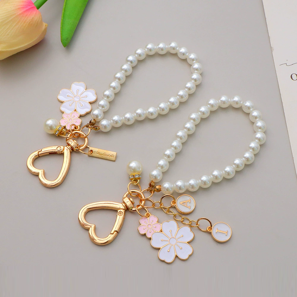 Pearl Flower Heart Bag Charm
