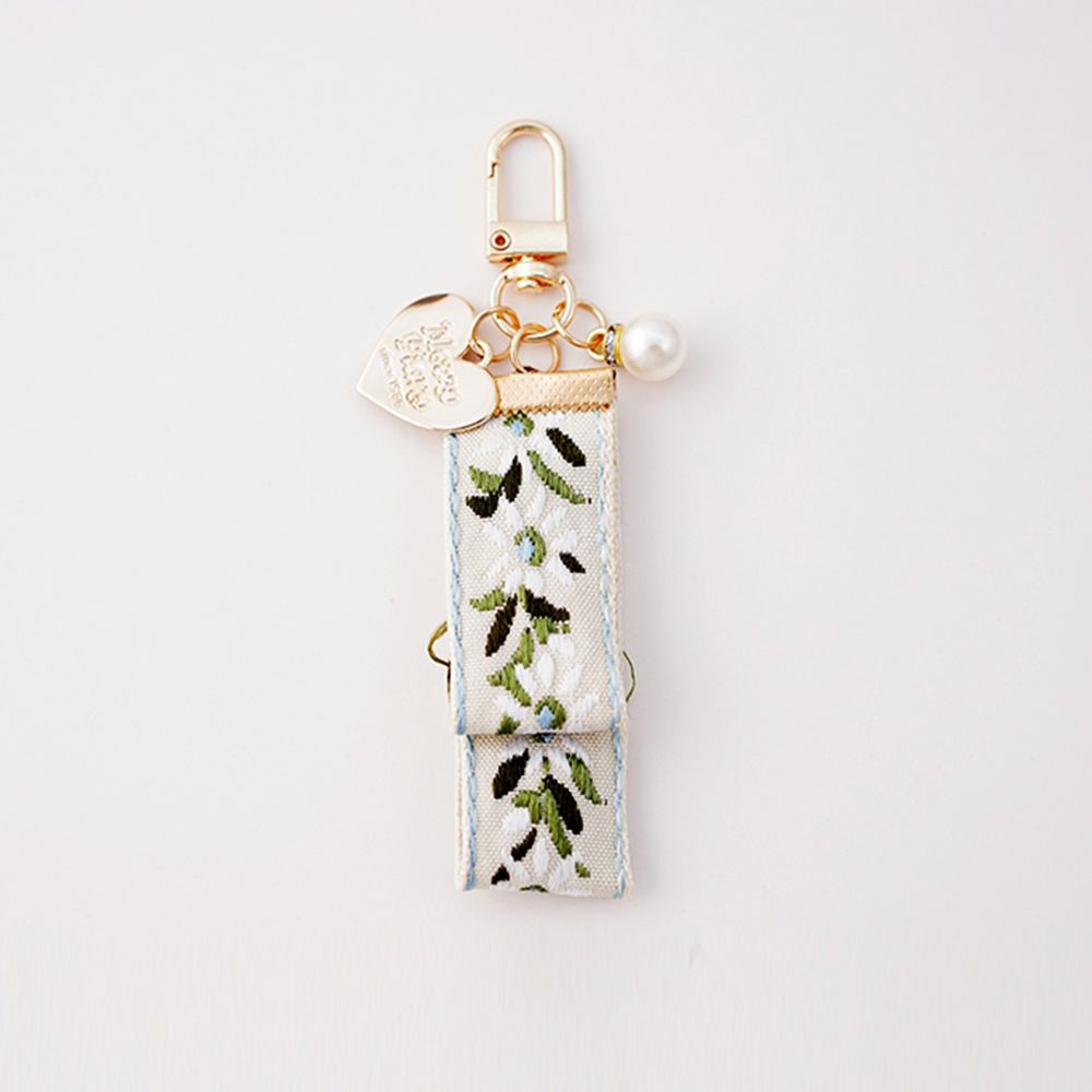 Pearl Leaf Ribbon Bag Charm
