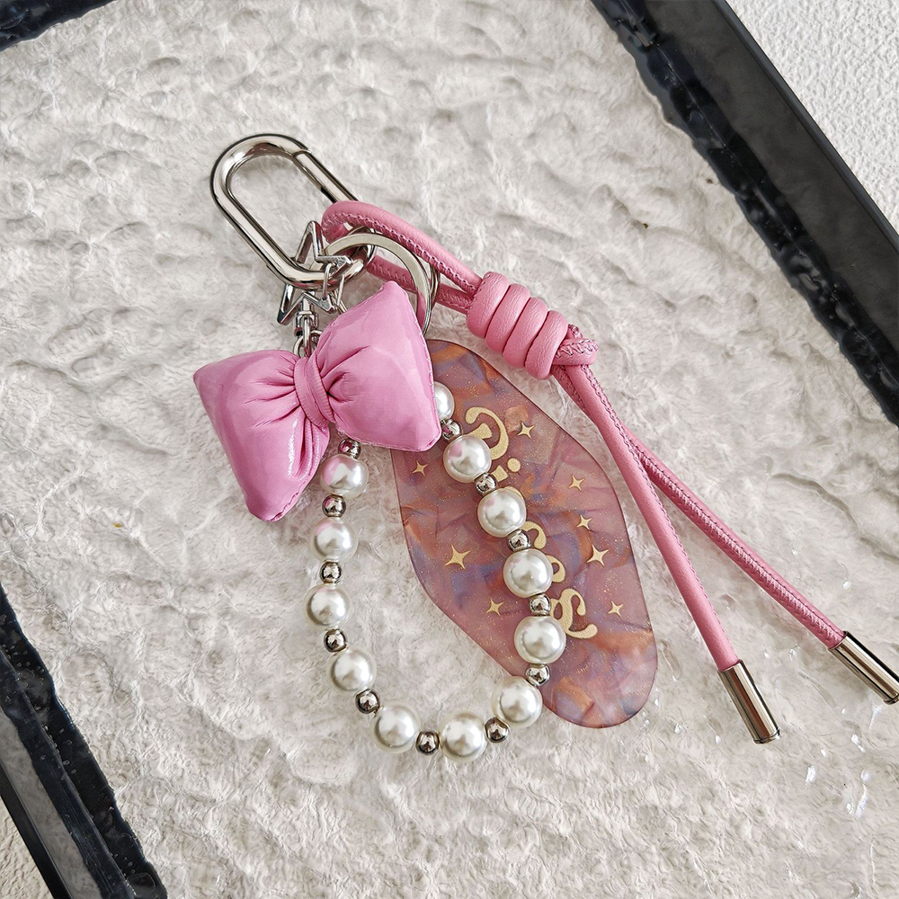 Pink Bow Pearl Bag Charm