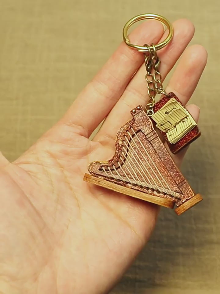 Handmade Mini Harp Bag Charm