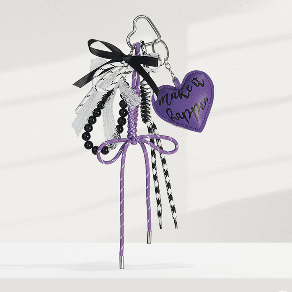 Purple Heart Lace Bag Charm