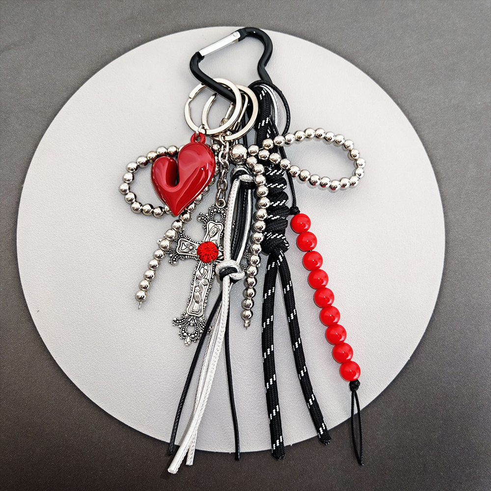 Red Heart Cross Bag Charm