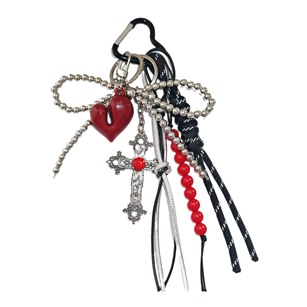 Red Heart Cross Bag Charm