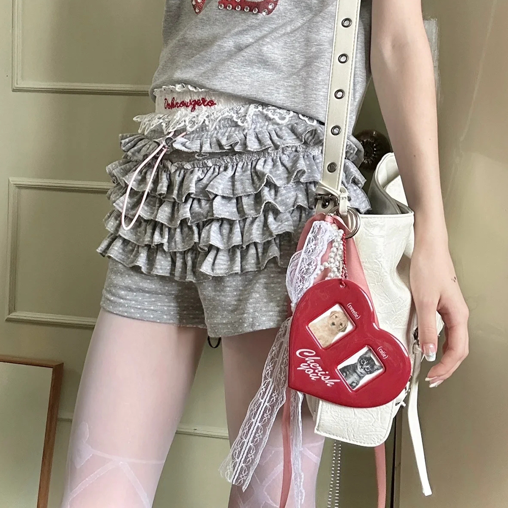 Red Heart Ribbon Bag Charm