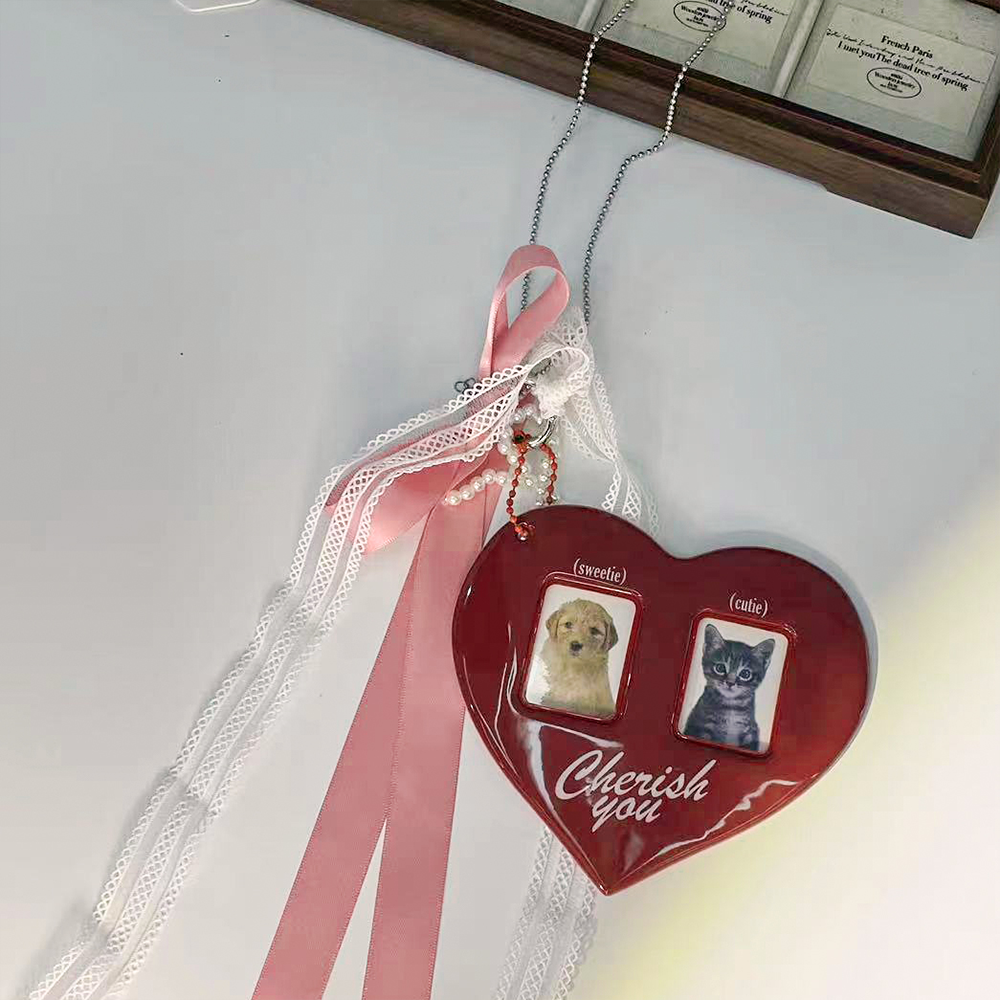 Red Heart Ribbon Bag Charm