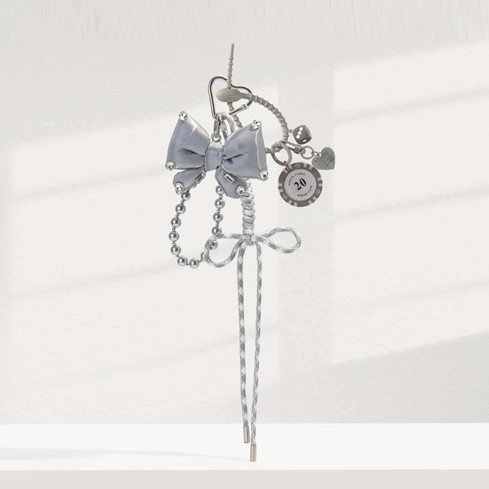Ribbon Pearl Bow Bag Charm