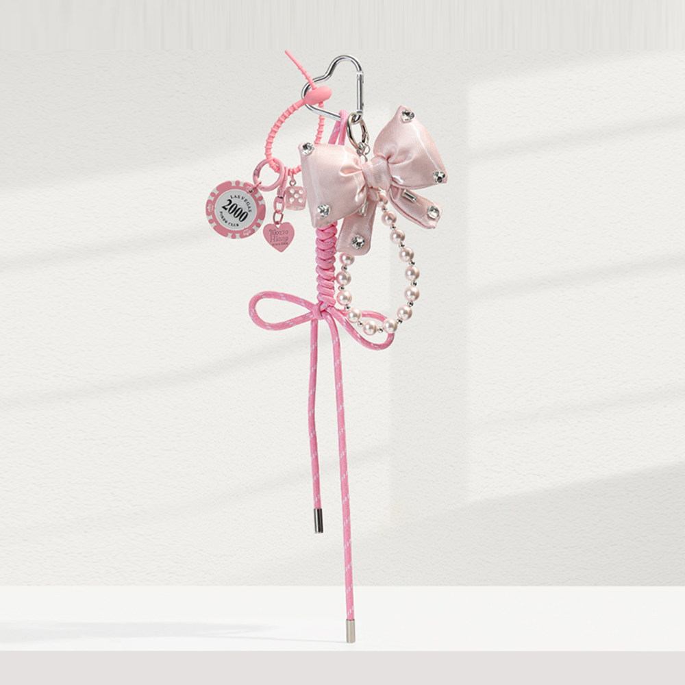 Ribbon Pearl Bow Bag Charm