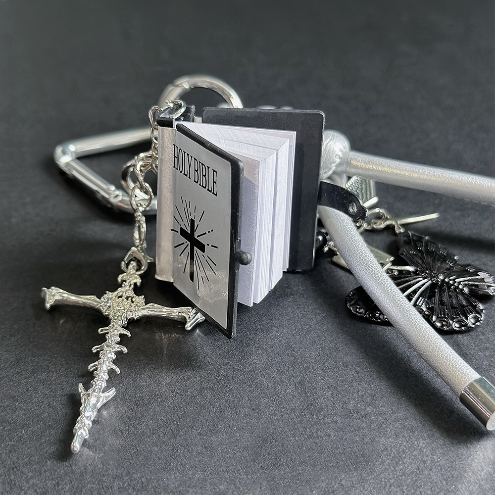 Silver Cross Butterfly Bag Charm