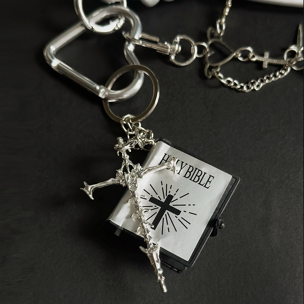 Silver Cross Butterfly Bag Charm