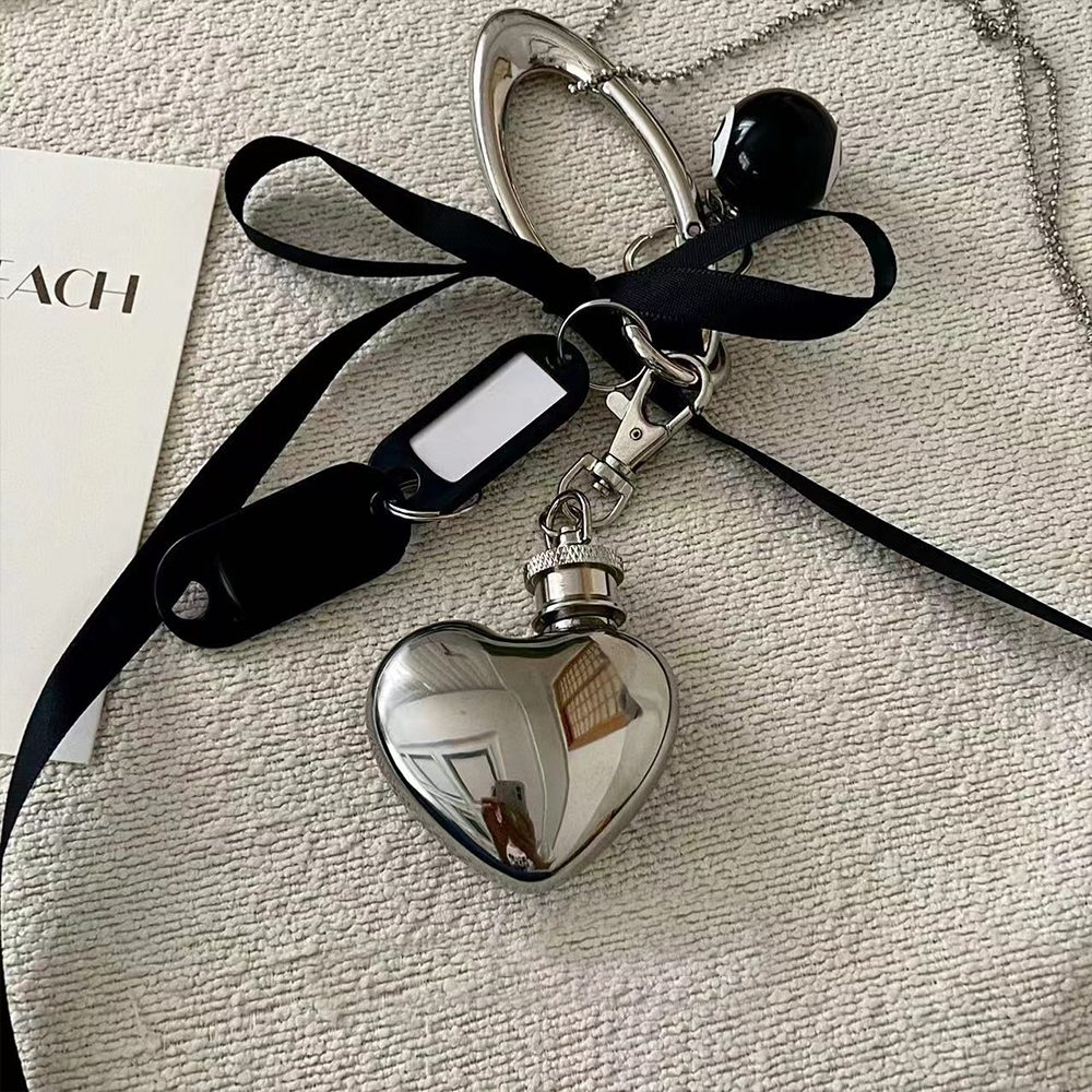 Silver Heart Bottle Bag Charm