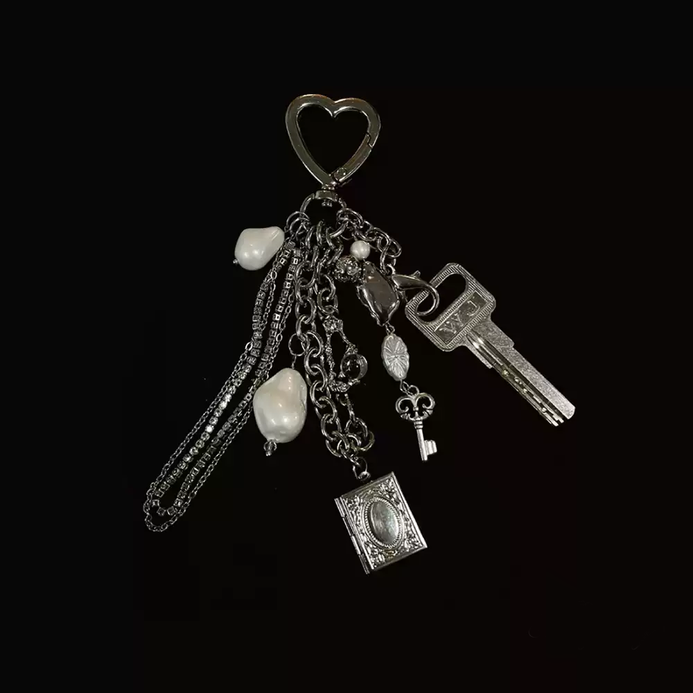 Sliver Pearl Book Bag Charm