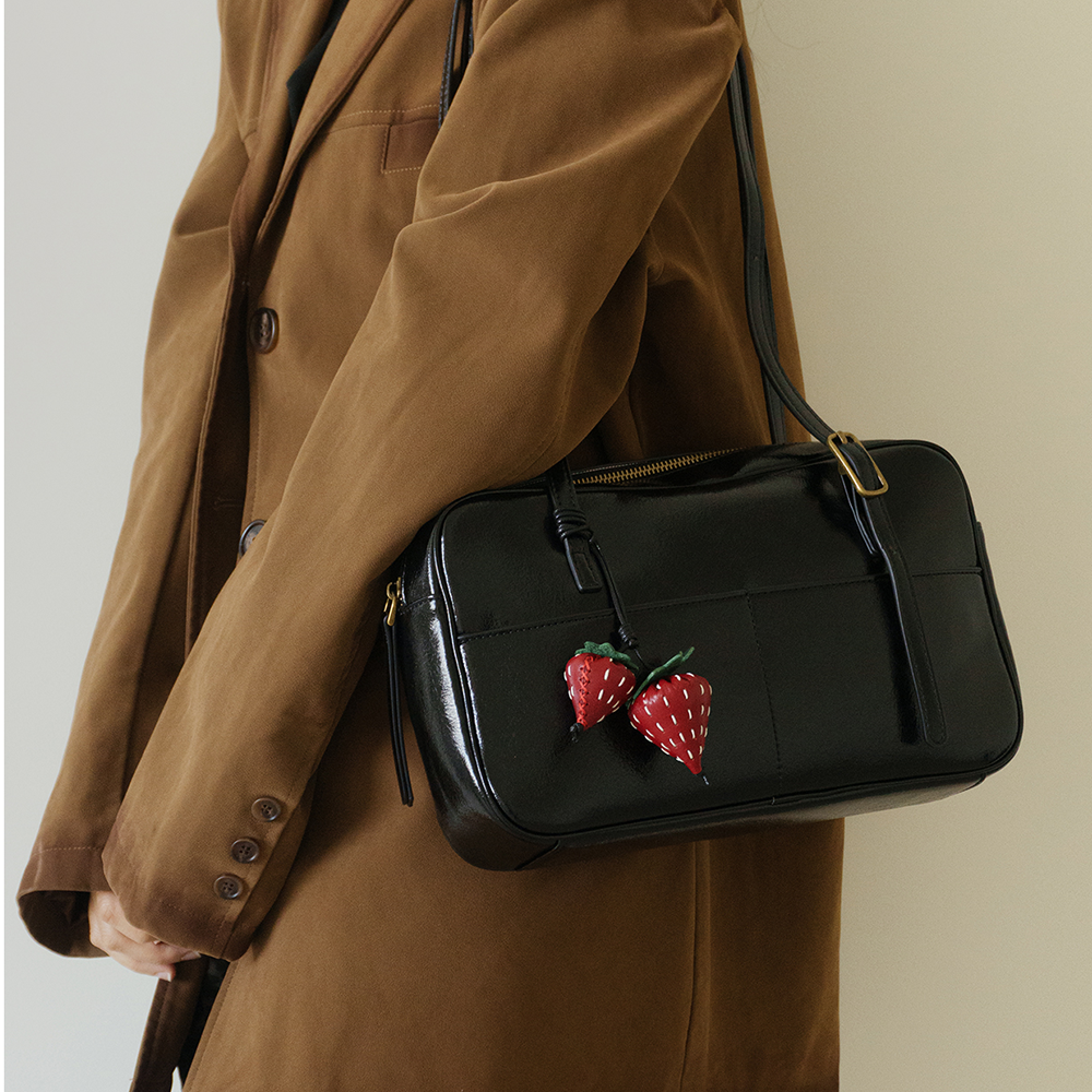Strawberry Leather Bag Charm