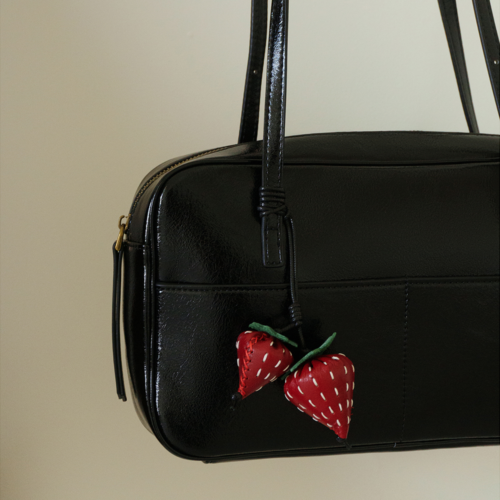 Strawberry Leather Bag Charm
