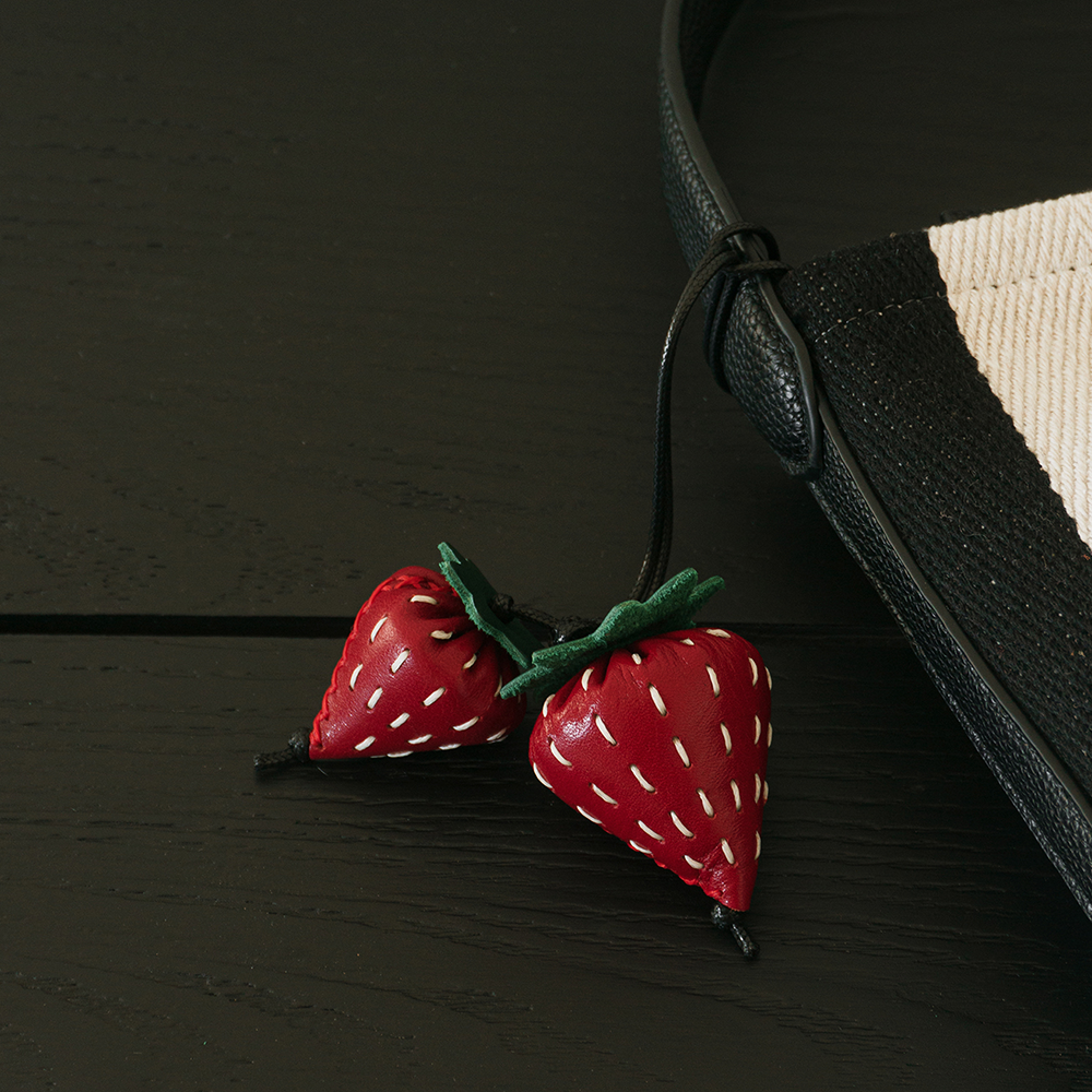 Strawberry Leather Bag Charm
