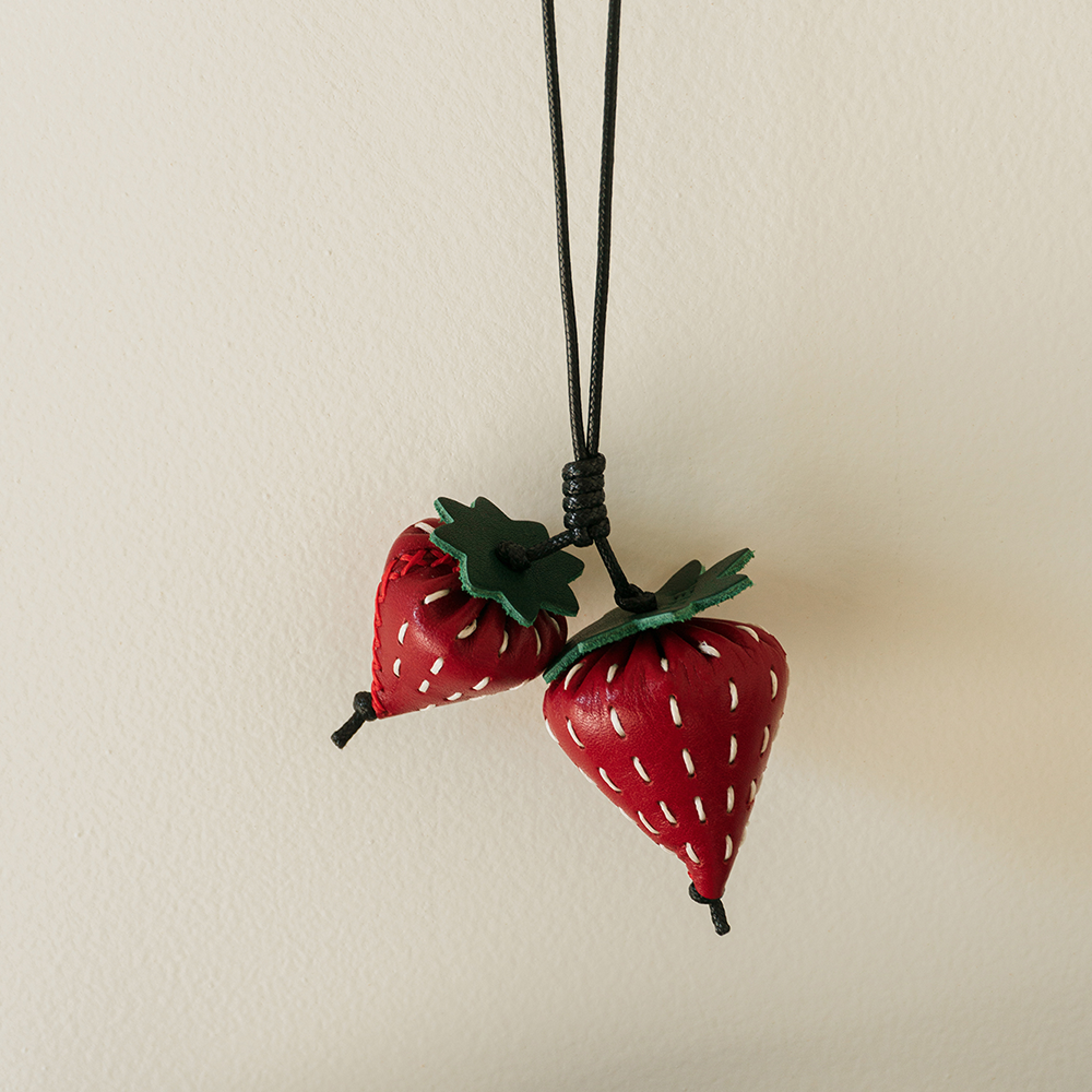 Strawberry Leather Bag Charm