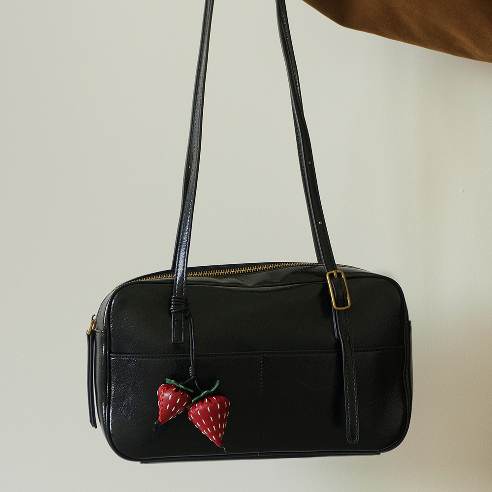 Strawberry Leather Bag Charm