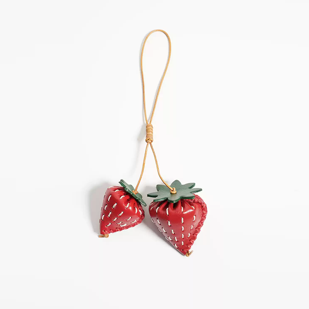 Strawberry Leather Bag Charm